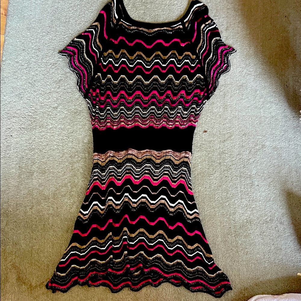 Vintage Cache Missoni style geometric sweater dress XL